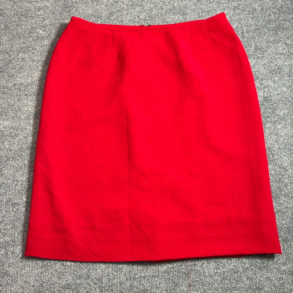 Kasper Pencil Skirt Womens 12 Red Lined Back Zip Career‎ Professional